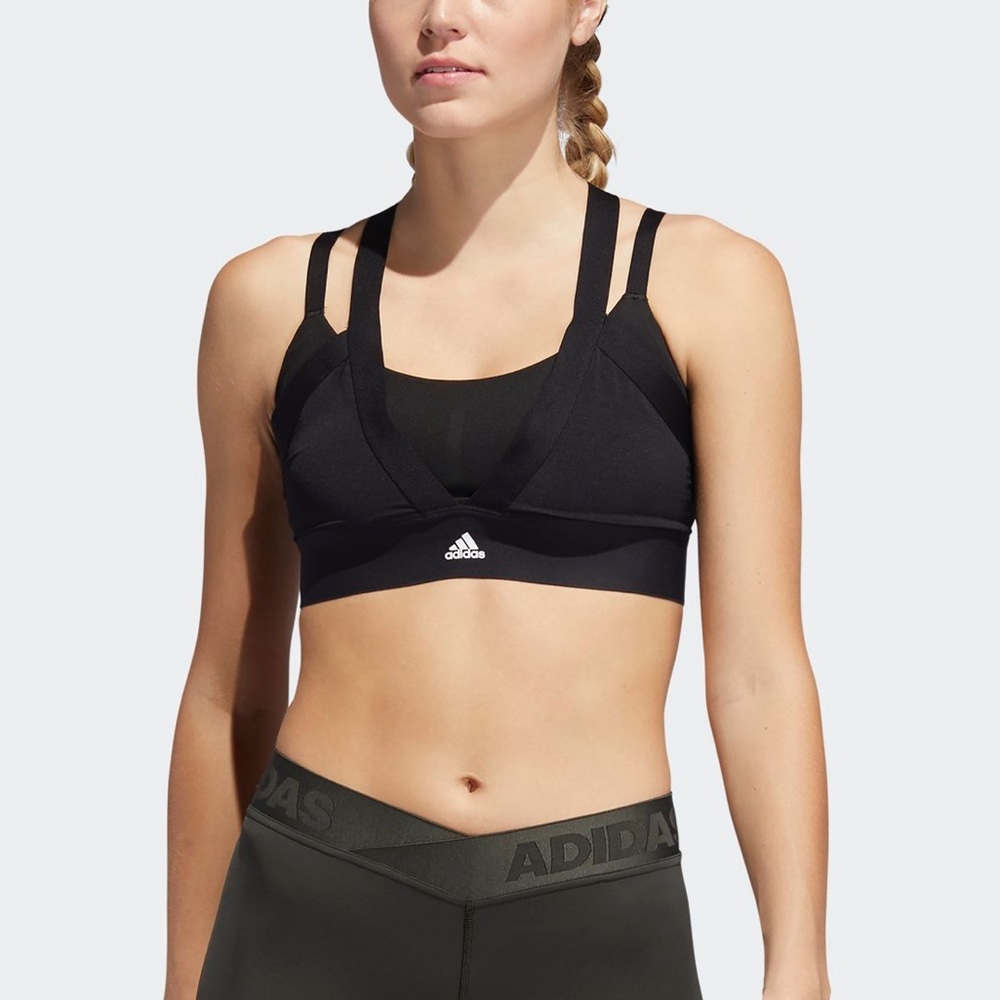 Women’s Black Adidas All Me Layered Bra, X-Small
